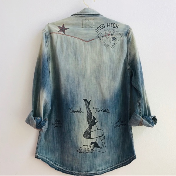 Tru Religion Sean On The Road Denim Shirt XL - Picture 4 of 8